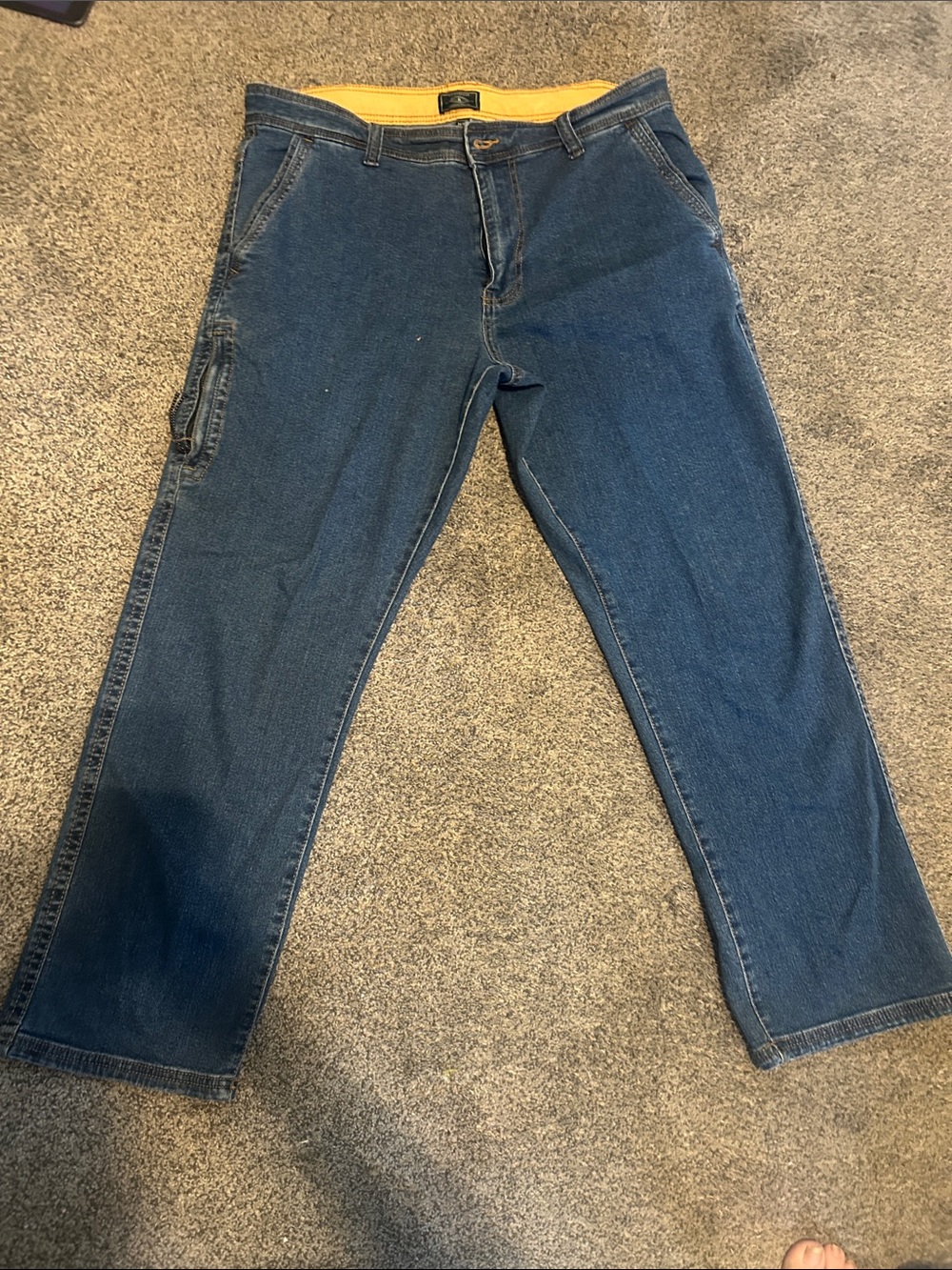 G.H. Bass & Co. Blue Straight-Leg Jeans with Yellow Waistband Accent